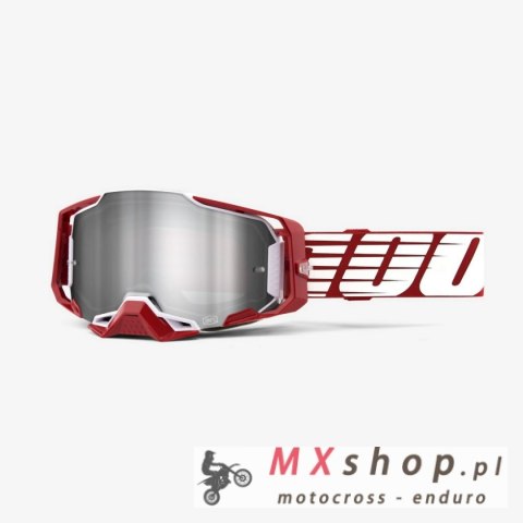 100 PROCENT GOGLE ARMEGA OVERSIZED DEEP RED - FLASH SILVER LENS - KOLOR CZERWONY/BIAŁY/SZARY SZYBKA SREBRNE LUSTRO