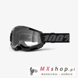 100 PROCENT GOGLE STRATA 2 BLACK - CLEAR LENS - KOLOR CZARNY/SZARY SZYBKA PRZEŹROCZYSTA