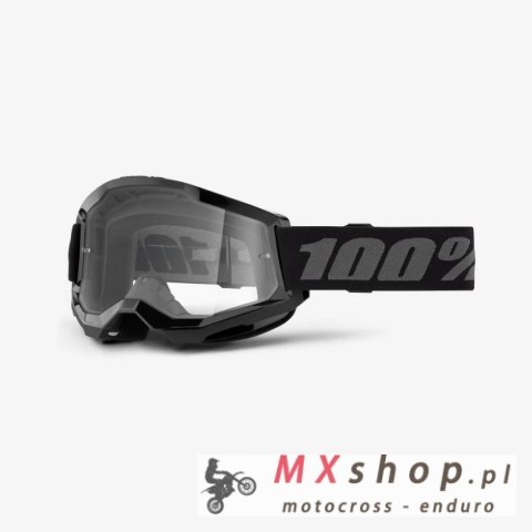 100 PROCENT GOGLE STRATA 2 BLACK - CLEAR LENS - KOLOR CZARNY/SZARY SZYBKA PRZEŹROCZYSTA