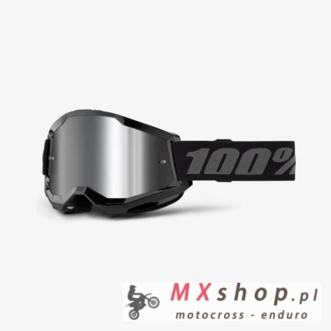 100 PROCENT GOGLE STRATA 2 BLACK - MIRROR SILVER LENS - KOLOR CZARNY/SZARY SZYBKA SREBRNE LUSTRO