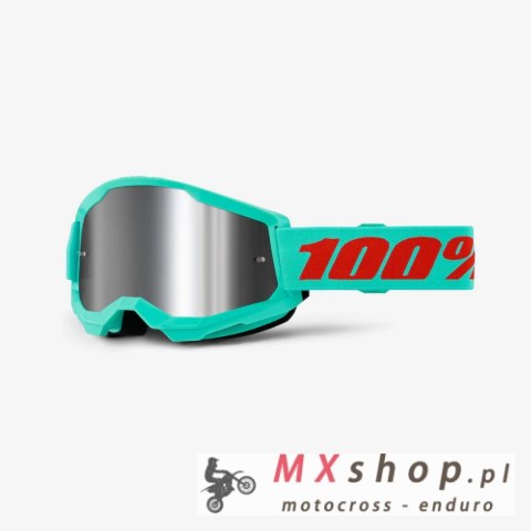 100 PROCENT GOGLE STRATA 2 MAUPITI - MIRROR SILVER LENS - KOLOR SELEDYNOWY/CZERWONY SZYBKA SREBRNE LUSTRO