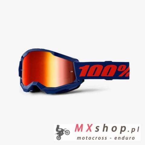 100 PROCENT GOGLE STRATA 2 NAVY - MIRROR RED LENS - KOLOR GRANATOWY/CZERWONY SZYBKA CZERWONE LUSTRO