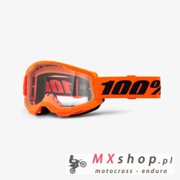 100 PROCENT GOGLE STRATA 2 NEON ORANGE - CLEAR LENS - KOLOR POMARAŃCZOWY FLUO SZYBKA PRZEŹROCZYSTA