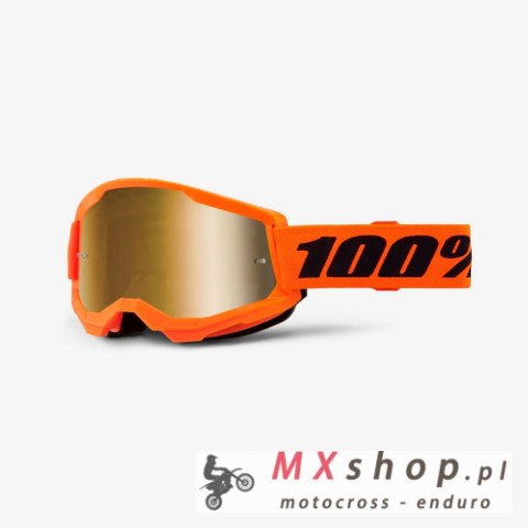100 PROCENT GOGLE STRATA 2 NEON ORANGE - MIRROR GOLD LENS - KOLOR POMARAŃCZOWY/CZARNY SZYBKA ZŁOTE LUSTRO