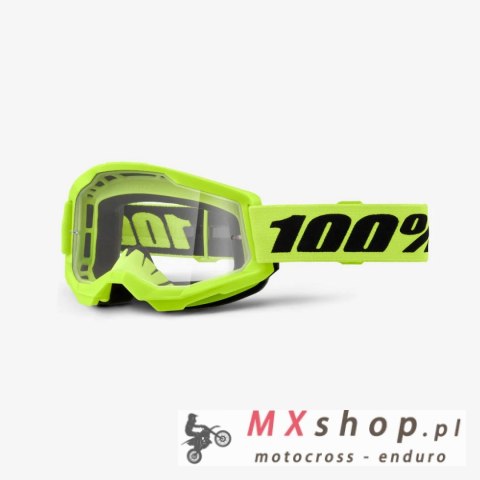 100 PROCENT GOGLE STRATA 2 NEON YELLOW - CLEAR LENS - KOLOR ŻÓŁTY FLUO/CZARNY SZYBKA PRZEŹROCZYSTA