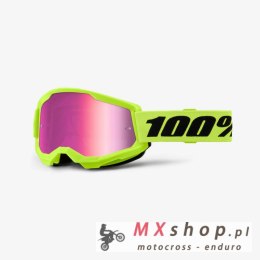 100 PROCENT GOGLE STRATA 2 NEON YELLOW - MIRROR PINK LENS - KOLOR ŻÓŁTY FLUO SZYBKA RÓŻOWE LUSTRO