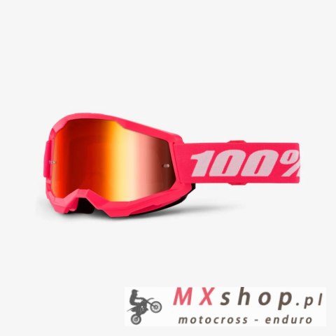 100 PROCENT GOGLE STRATA 2 PINK - MIRROR RED LENS - KOLOR RÓŻOWY/BIAŁY SZYBKA CZERWONE LUSTRO