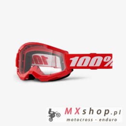 100 PROCENT GOGLE STRATA 2 RED - CLEAR LENS - KOLOR CZERWONY/BIAŁY SZYBKA PRZEŹROCZYSTA