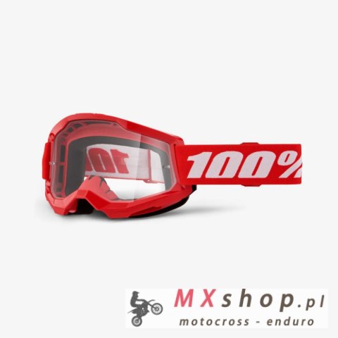 100 PROCENT GOGLE STRATA 2 RED - CLEAR LENS - KOLOR CZERWONY/BIAŁY SZYBKA PRZEŹROCZYSTA