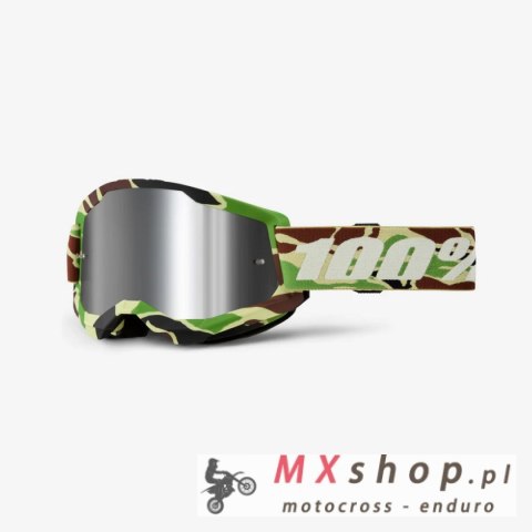 100 PROCENT GOGLE STRATA 2 WAR CAMO - MIRROR SILVER LENS - KOLOR CAMOUFLAGE SZYBKA SREBRNE LUSTRO