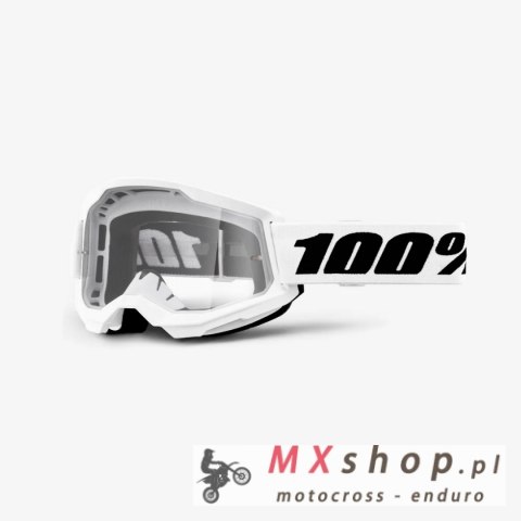 100 PROCENT GOGLE STRATA 2 WHITE - CLEAR LENS - KOLOR BIAŁY/CZARNY SZYBKA PRZEŹROCZYSTA