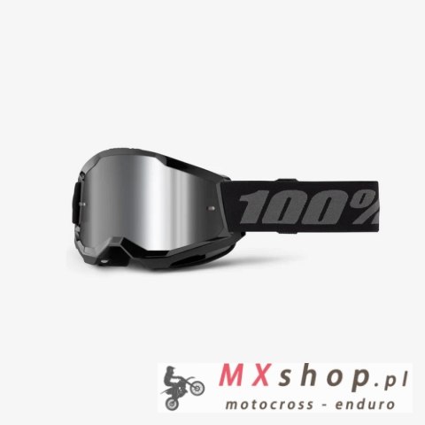 100 PROCENT GOGLE STRATA 2 YOUTH JUNIOR BLACK - MIRROR SILVER LENS - KOLOR CZARNY/SZARY SZYBKA SREBRNE LUSTRO