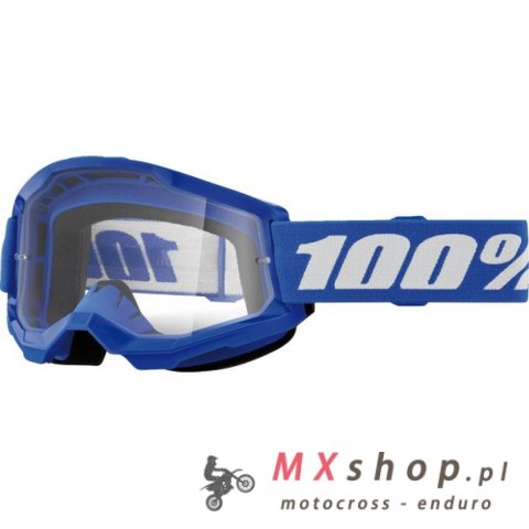 100 PROCENT GOGLE STRATA 2 YOUTH JUNIOR BLUE - CLEAR LENS - KOLOR NIEBIESKI/BIAŁY SZYBKA PRZEŹROCZYSTA