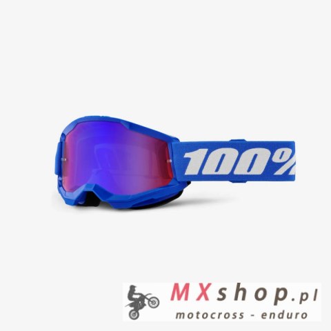 100 PROCENT GOGLE STRATA 2 YOUTH JUNIOR BLUE - MIRROR RED/BLUE LENS - KOLOR NIEBIESKI/BIAŁY SZYBKA CZERWONE/NIEBIESKIE LUSTRO