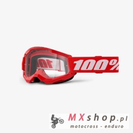 100 PROCENT GOGLE STRATA 2 YOUTH JUNIOR RED - CLEAR LENS - KOLOR CZERWONY/BIAŁY SZYBA PRZEŹROCZYSTA