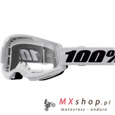 100 PROCENT GOGLE STRATA 2 YOUTH JUNIOR WHITE - CLEAR LENS - KOLOR BIAŁY/CZARNY SZYBKA PRZEŹROCZYSTA