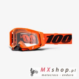 100 PROCENT WYPRZEDAŻ GOGLE RACECRAFT 2 NEON ORANGE - CLEAR LENS KOLOR POMARAŃCZOWY/CZARNY SZYBA PRZEŹROCZYSTA