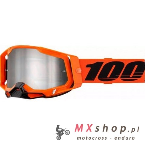 100 PROCENT WYPRZEDAŻ GOGLE RACECRAFT 2 NEON ORANGE - SILVER FLASH LENS KOLOR POMARAŃCZOWY/CZARNY SZYBA SREBRNE LUSTRO