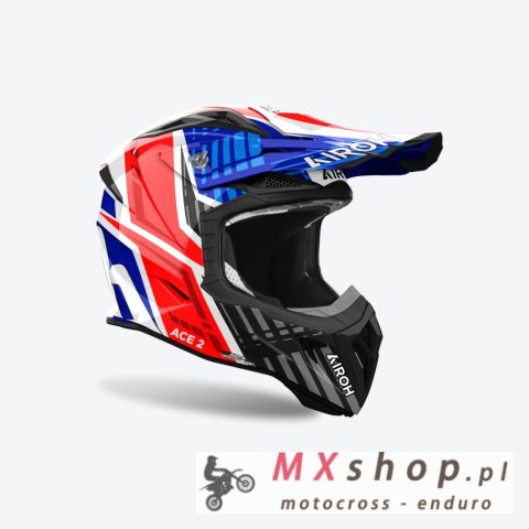 AIROH PROMOCJA KASK CROSS / ENDURO / ATV / QUAD AVIATOR ACE 2 PROUD KOLOR BIAŁY/NIEBIESKI/CZERWONY ROZMIAR S