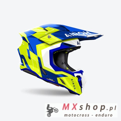 AIROH PROMOCJA KASK CROSS / ENDURO / ATV / QUAD TWIST 3 DIZZY KOLOR BIAŁY/NIEBIESKI/ŻÓŁTY FLUO ROZMIAR XL