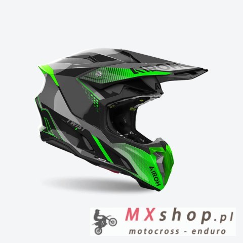 AIROH PROMOCJA KASK CROSS / ENDURO / ATV / QUAD TWIST 3 SHARD GREEN GLOSS KOLOR ZIELONY FLUO/CZARNY/SZARY ROZMIAR L