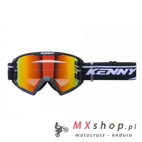 KENNY RACING GOGLE MODEL TRACK+ BLACK - RED LENS - KOLOR CZARNY/BIAŁY SZYBKA CZERWONE LUSTRO