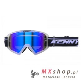 KENNY RACING GOGLE MODEL TRACK+ CLEAR CRYSTAL - BLUE LENS - KOLOR PRZEŹROCZYSTY/CZARNY/BIAŁY SZYBKA NIEBIESKIE LUSTRO