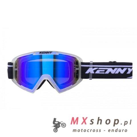 KENNY RACING GOGLE MODEL TRACK+ CLEAR CRYSTAL - BLUE LENS - KOLOR PRZEŹROCZYSTY/CZARNY/BIAŁY SZYBKA NIEBIESKIE LUSTRO