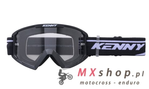 KENNY RACING GOGLE MODEL TRACK KID / JUNIOR / DZIECIĘCE KOLOR CZARNY/BIAŁY SZYBKA PRZEŹROCZYSTA