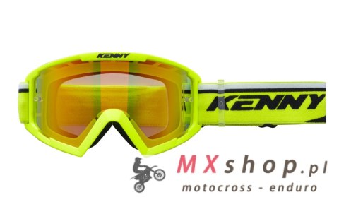KENNY RACING GOGLE MODEL TRACK+ KID / JUNIOR / DZIECIĘCE NEON YELLOW - RED LENS - KOLOR ŻÓŁTY FLUO/CZARNY SZYBKA CZERWONE LUSTRO