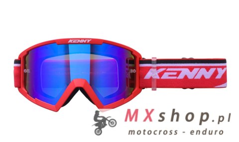KENNY RACING GOGLE MODEL TRACK+ KID / JUNIOR / DZIECIĘCE RED - BLUE LENS - KOLOR CZERWONY/BIAŁY SZYBKA NIEBIESKIE LUSTRO