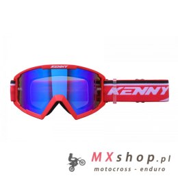 KENNY RACING GOGLE MODEL TRACK+ RED - BLUE LENS - KOLOR CZERWONY/BIAŁY SZYBKA NIEBIESKIE LUSTRO