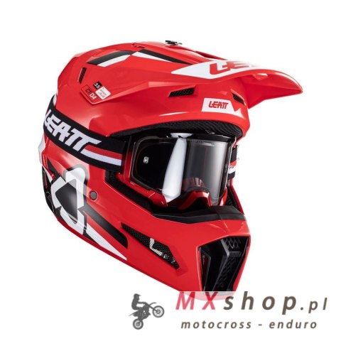 LEATT KASK MOTO 3.5 V24 (+GOGLE VELOCITY 4.5 GRATIS) HELMET KIT RED KOLOR CZERWONY/CZARNY/BIAŁY ROZMIAR XXL (63-64 cm)