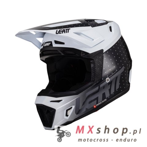 LEATT KASK MOTO 8.5 V24 (+GOGLE VELOCITY 5.5 GRATIS) HELMET KIT BLACK/WHITE KOLOR CZARNY/BIAŁY ROZMIAR L (59-60 cm)