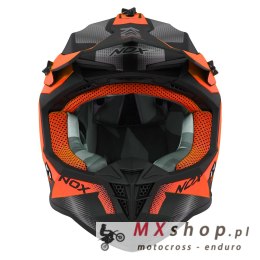 NOX PROMOCJA KASK CROSS / OFFROAD N633 FUSION KOLOR CZARNY MAT/POMARAŃCZOWY ROZMIAR L (ZAPIĘCIE MIKROMETRYCZNE)