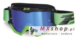 PROGRIP GOGLE PG3201-138 FL ATZAKI KOLOR CZARNY ZIELONY (SZYBA PG 3246C NIEBIESKA LUSTRZANA ANTISCRATCH, NO FOG, ANTI UV) (3201-