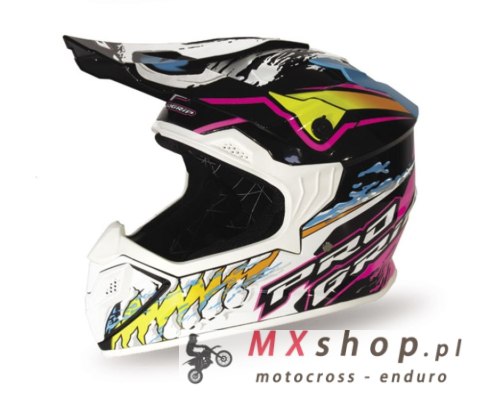 PROGRIP KASK CROSS DZIECIĘCY PG3009 JURASSIC JUNIOR/KID KOLOR BIAŁY/CZARNY/RÓŻOWY/SELEDYNOWY ROZM. S (3009-382) ( HOMOLOGACJA EC