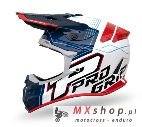 PROGRIP KASK CROSS PG3080 ADVENTURE KOLOR NIEBIESKI BIAŁY CZERWONY ROZM. S (3080-227) ( HOMOLOGACJA ECE 22R06, ZAPIĘCIE DD )