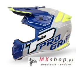 PROGRIP KASK CROSS PG3080 ADVENTURE KOLOR NIEBIESKI SZARY ŻÓŁTY FLUO ROZM. S (3080-401) ( HOMOLOGACJA ECE 22R06, ZAPIĘCIE DD )