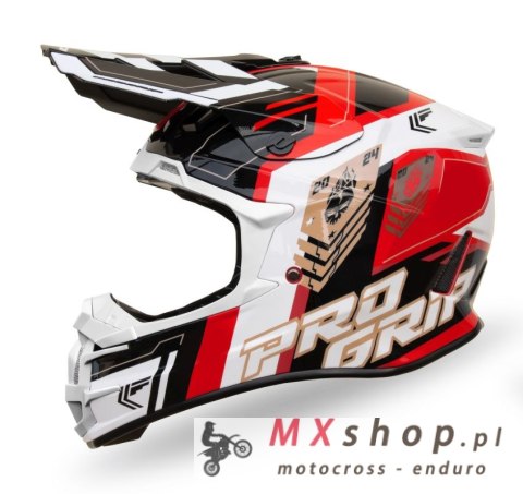 PROGRIP KASK CROSS PG3080 SPIRITS KOLOR CZERWONY BIAŁY CZARNY ROZM. M (3080-149) ( HOMOLOGACJA ECE 22R06, ZAPIĘCIE DD )