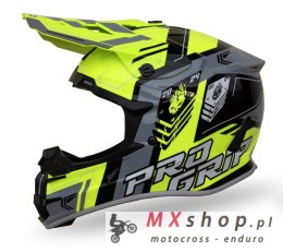 PROGRIP KASK CROSS PG3080 SPIRITS KOLOR ŻÓŁTY FLUO CZARNY SZARY ROZM. S (380-347) ( HOMOLOGACJA ECE 22R06, ZAPIĘCIE DD )