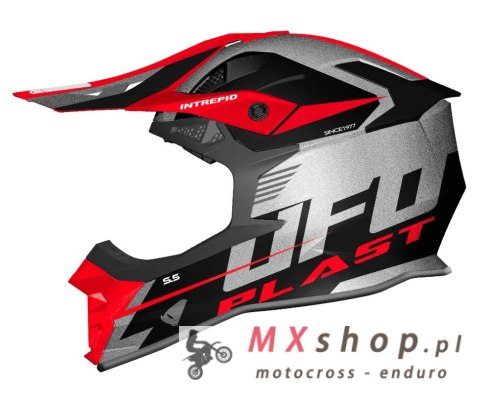 UFO KASK INTREPID CROSS KOLOR CZARNY/SREBRNY/CZERWONY FLUO ROZMIAR XL ( ECE 22R06 ) - KOLEKCJA 2024