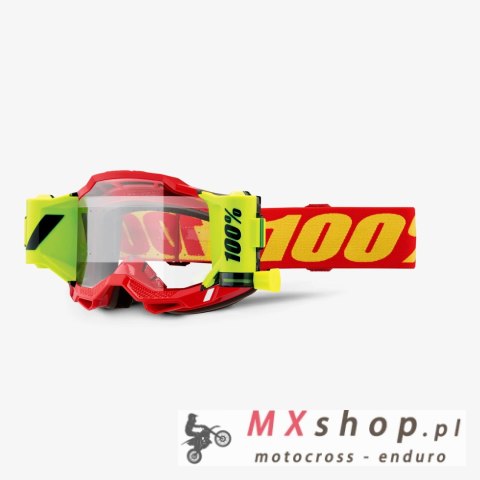 100 PROCENT GOGLE ACCURI 2 FORECAST ROLL-OFF RED - KOLOR CZERWONY/CZARNY/ŻÓŁTY FLUO SZYBKA PRZEŹROCZYSTA