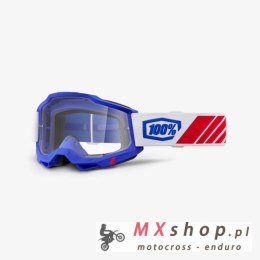 100 PROCENT GOGLE ACCURI 2 KOLBY - CLEAR LENS - KOLOR CZERWONY/BIAŁY/NIEBIESKI SZYBKA PRZEŹROCZYSTA