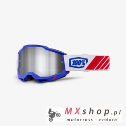 100 PROCENT GOGLE ACCURI 2 KOLBY - MIRROR SILVER LENS - KOLOR CZERWONY/BIAŁY/NIEBIESKI SZYBKA PRZEŹROCZYSTA