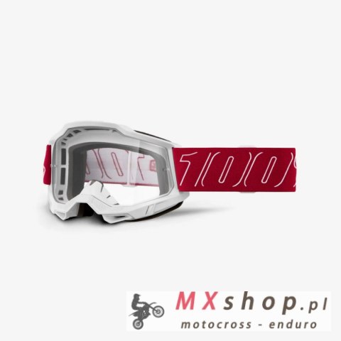 100 PROCENT GOGLE ACCURI 2 REDLINE - CLEAR LENS - KOLOR CZERWONY/BIAŁY SZYBKA PRZEŹROCZYSTA
