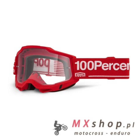 100 PROCENT GOGLE ACCURI 2 WOLG - CLEAR LENS - KOLOR CZERWONY/BIAŁY SZYBKA PRZEŹROCZYSTA
