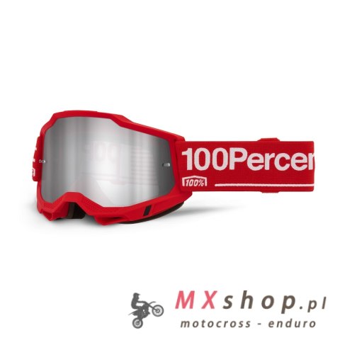 100 PROCENT GOGLE ACCURI 2 WOLG - MIRROR SILVER LENS - KOLOR CZERWONY/BIAŁY SZYBKA SREBRNE LUSTRO