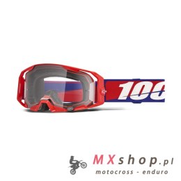 100 PROCENT GOGLE ARMATIC BEST - CLEAR LENS - KOLOR CZERWONY/NIEBIESKI/BIAŁY SZYBA PRZEŹROCZYSTA