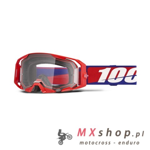 100 PROCENT GOGLE ARMATIC BEST - CLEAR LENS - KOLOR CZERWONY/NIEBIESKI/BIAŁY SZYBA PRZEŹROCZYSTA